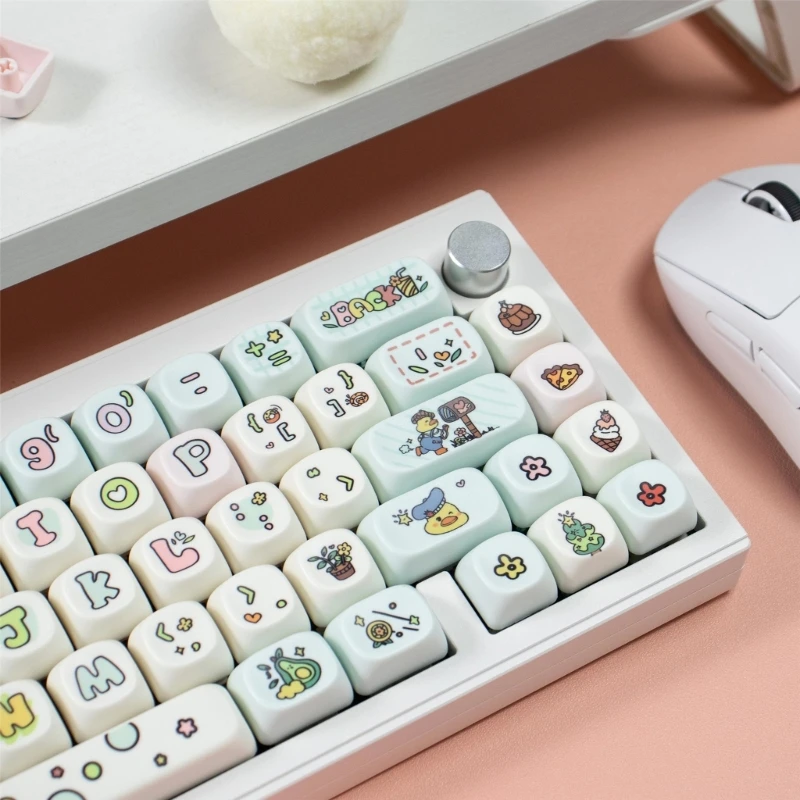 Einzigartiges Fruit Duck PBT-Tastenkappen-Set, 134 Tasten, MOA-Profil-Tastenkappen, Farbsublimation für längere Tastaturnutzung