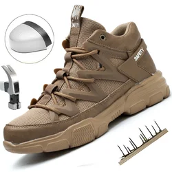 Work Safety Shoes Men's Safety Boots Anti-smash Work Shoes With  Plastic steel head Shoes Men Work Boots Anti-stab Safety Sneake