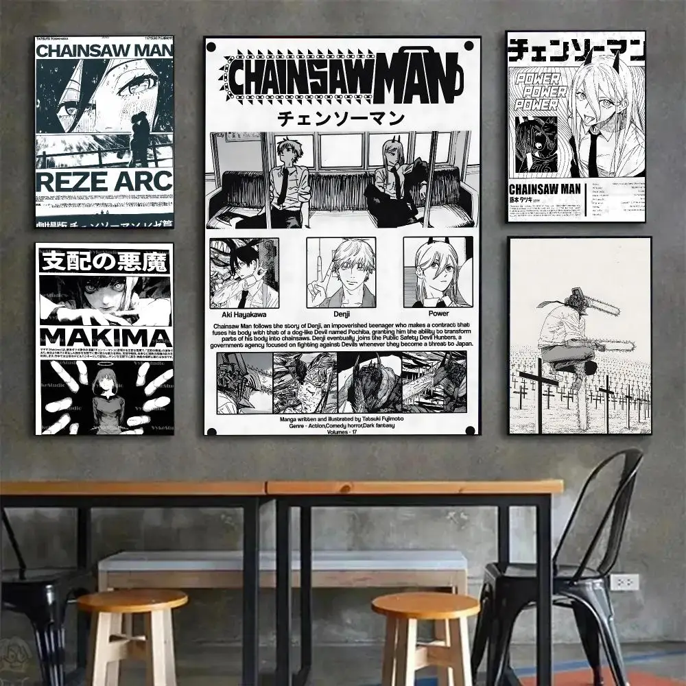 anime devil C-Chainsaw Man Poster Painting Wall Art Mural for Living Room Home Decor and Gifts