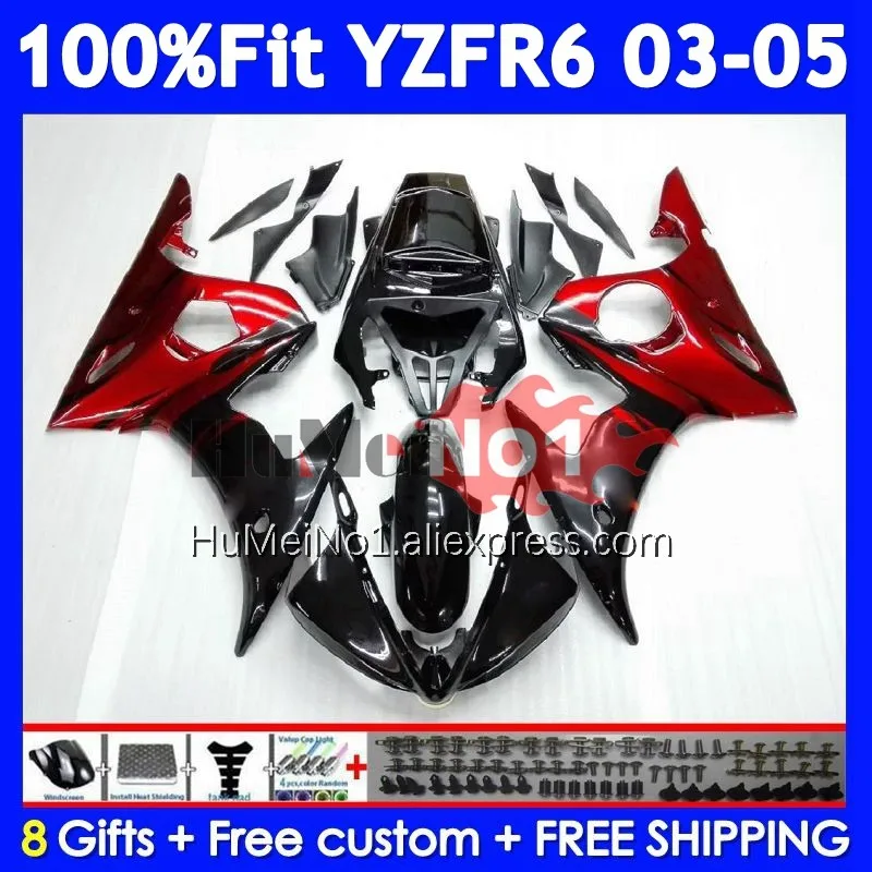 OEM Body For For YAMAHA YZF-R6 YZF Red flames R6 R 6 YZF 600 CC 356No.3 YZF600 YZFR6 03 04 05 YZF-600 2003 2004 2005 Fairing