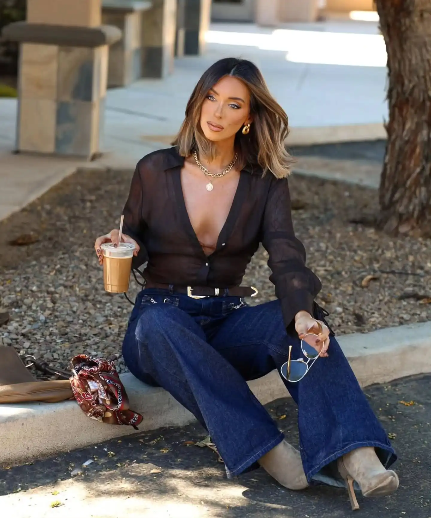 HH, moda de otoño para mujer, camisa translúcida decorativa con lazo, camisa informal ajustada de manga larga con un solo pecho para mujer, elegante y Sexy