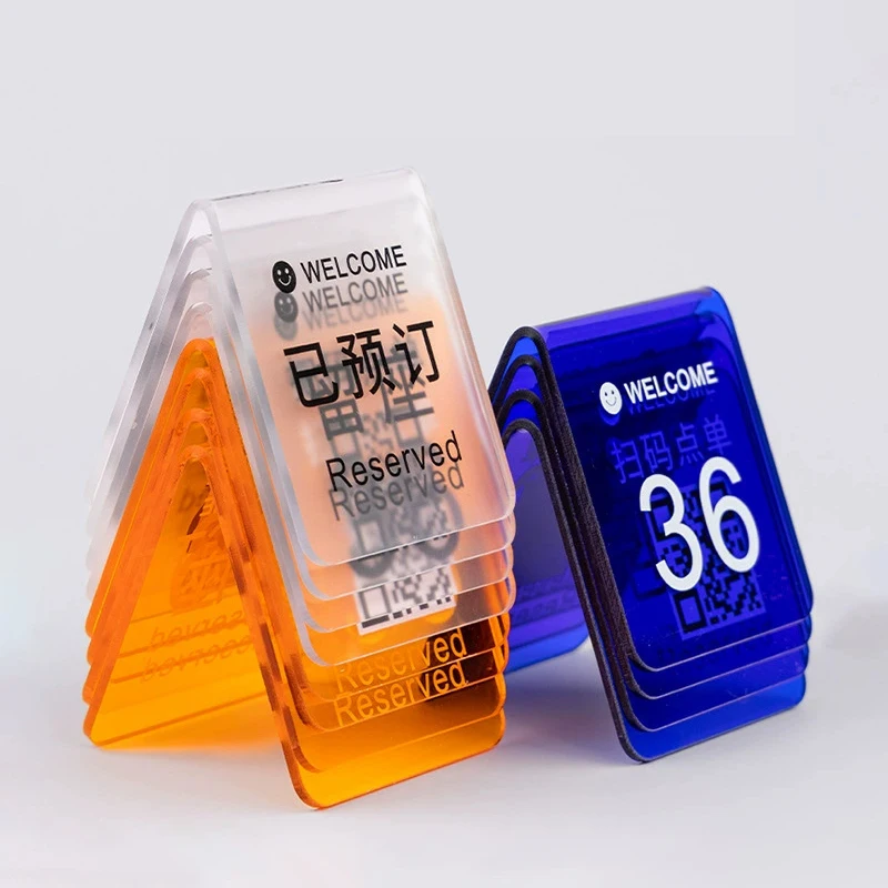 Acrylic Double-Sided QR Code Sign Table Number Stand Desktop Scan QR Code to Order Reserved Seat Display Board for Restaurant