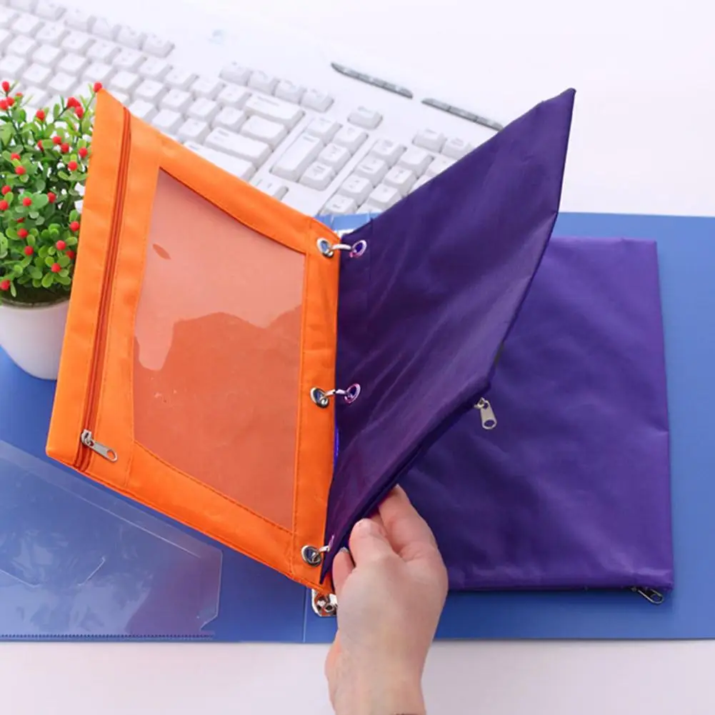 

Пенал на молнии, чехол для ручек, канцелярские принадлежности, разноцветный держатель для файлов B5, ПВХ с 3-мя кольцами, пенал, папка, пакет для файлов