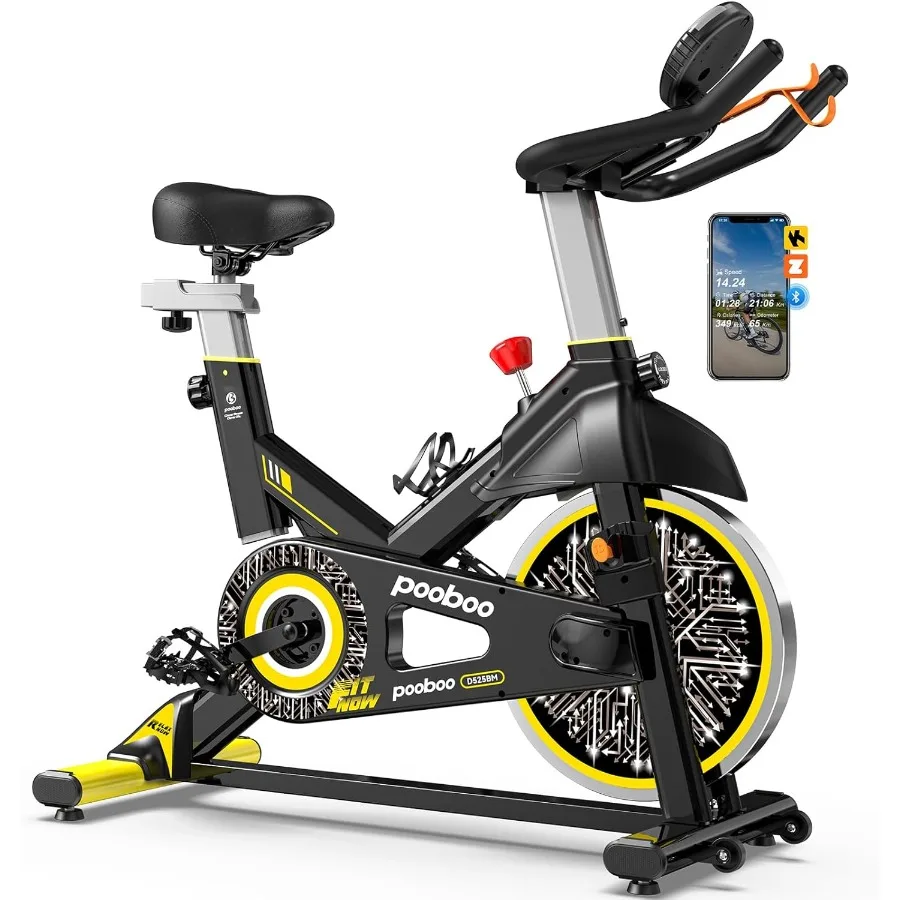 Bicicleta de ciclismo de interior con resistencia de pastilla de freno/magnética ajustable y transmisión por correa silenciosa para bicicleta estacionaria de Fitness Cardio en casa