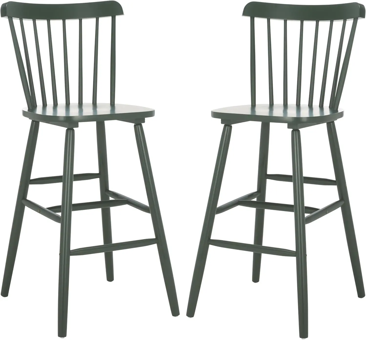 Home Collection - Galena Bar Stool Set of 2, Garden Green Solid Wood, 30-inch Seat Height, Farmhouse Windsor Spindle Back Des