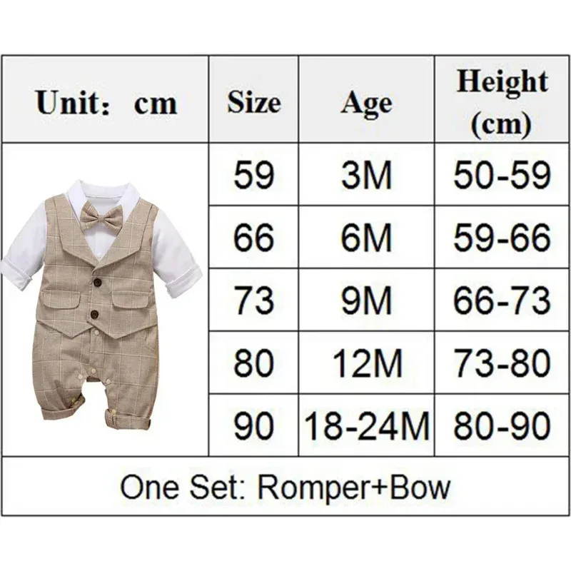 A Litter Of Bears Newborn Formal Anniversary Dress Boy Vest Romper Infant Plaid Outfit Clothing 2Pieces Set Toddler Ch 2025 New