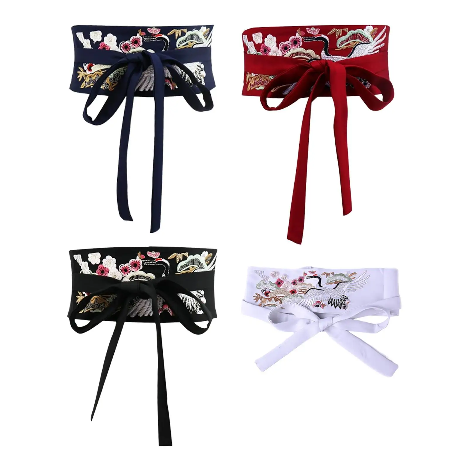 Women Obi Belt Embroidered Traditional Waist Band for Ladies Festivals Dress