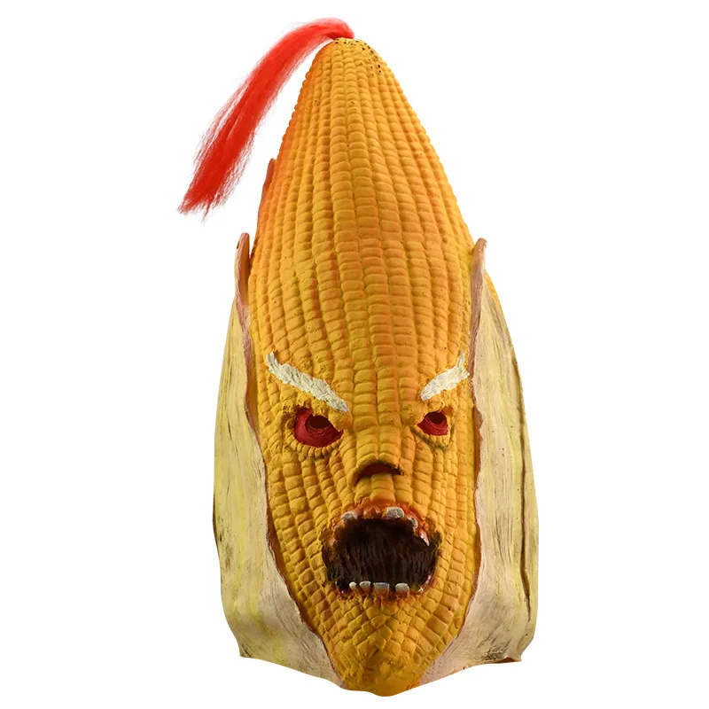 Evil Corn Mask Cosplay Horror Maize Latex Helmet Full Face Novely Headwear Halloween Masquerade Party Costume Prop