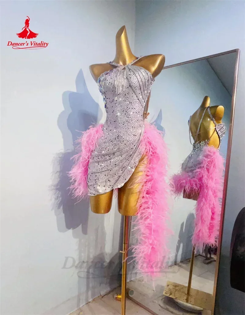 Latin Dance Performance Dress for Women Customsized Rumba Chacha Tango Competiton Clothing Adult