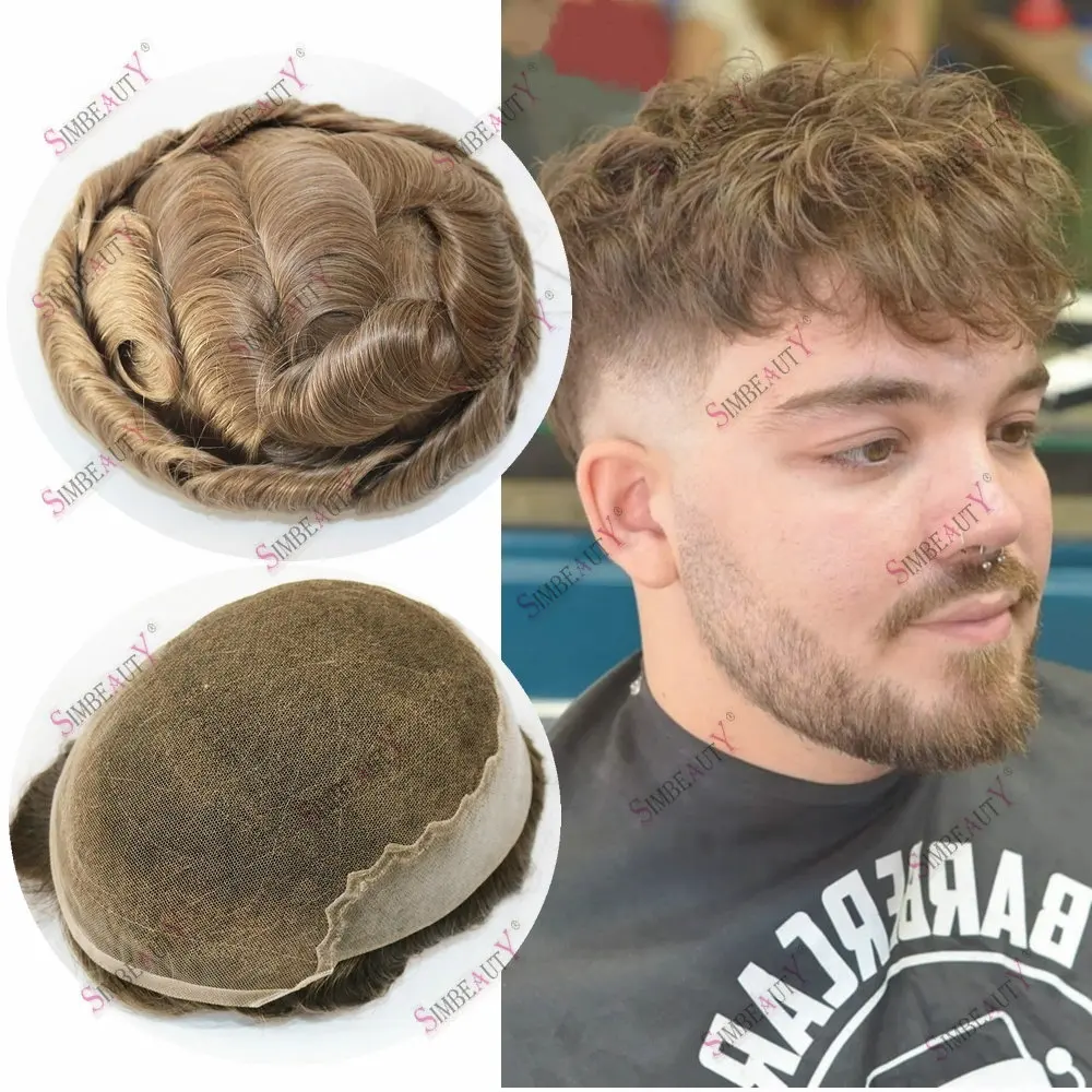 

Q6 Hair System Swiss Lace Men toupee 100% Human hair Wig For Men Ash Blonde Bleach Knots Natural Hairline Capillary Prosthesis