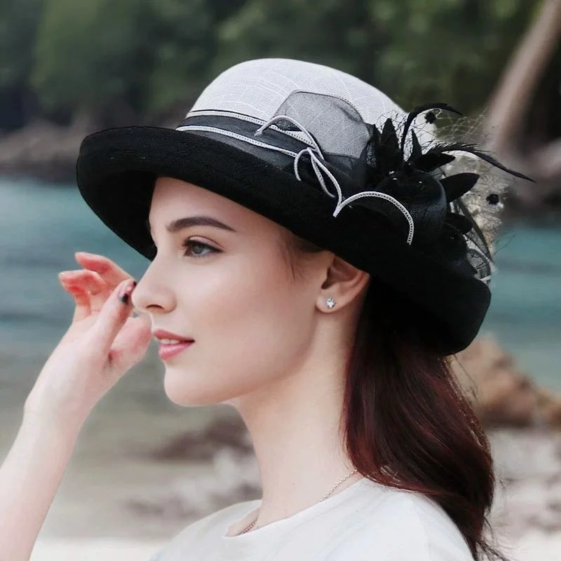 Women's Fashion Top Hats: British Vintage Sun Protection Hats, Gifts for Moms, Boater Hats, Travel & Vacation Casual Hats