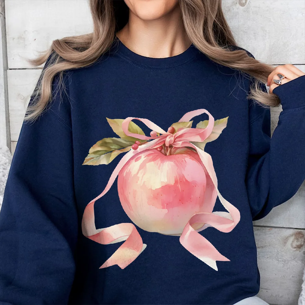 

Sweatshirt Peach Print Fruit Graphic Inspired Y2k Style Sweatshirt Casual Wear Trendy Nature Art Design Romantic Vibe Clothes