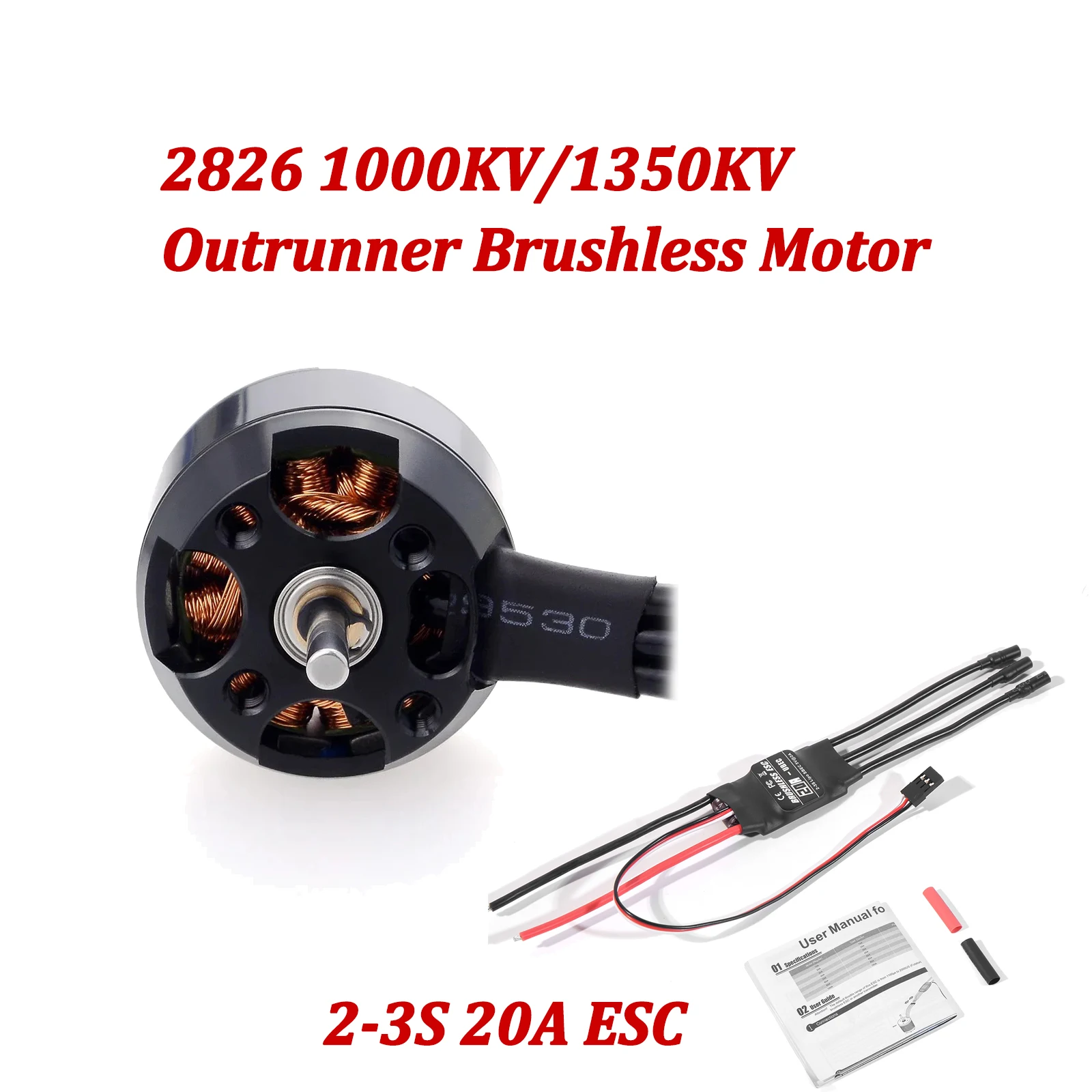 

SURPASS HOBBY 2826 1000KV/1350KV Outrunner Brushless Motor with 2-3S 20A ESC for RC Fixed-wing Helicopter Plane Model Parts