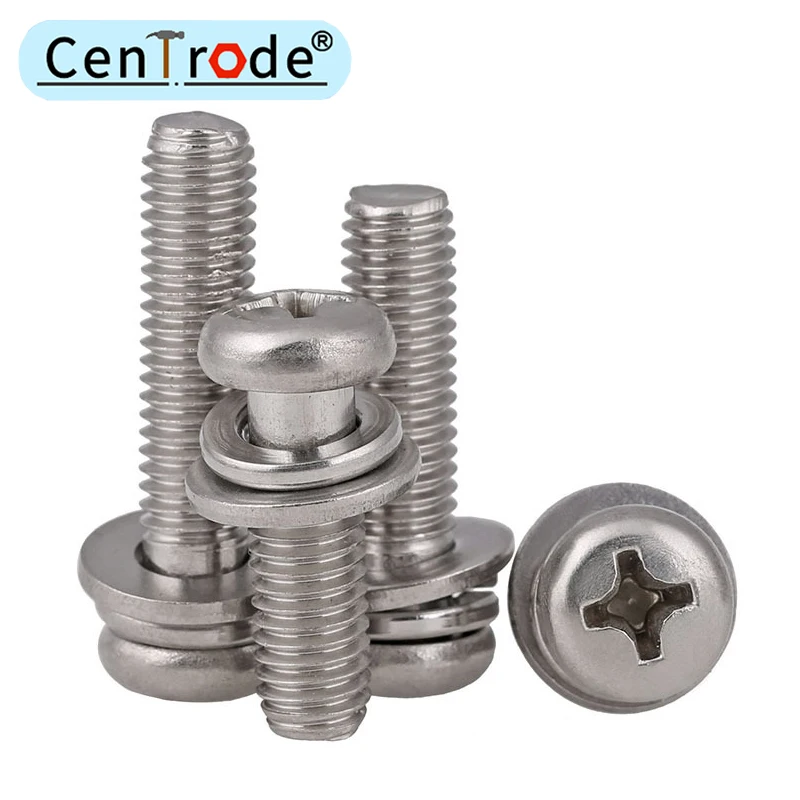 316 stainless steel cross recessed pan head / round head three combination screw / machine screw gb9074.8 m3-m6 20pcs