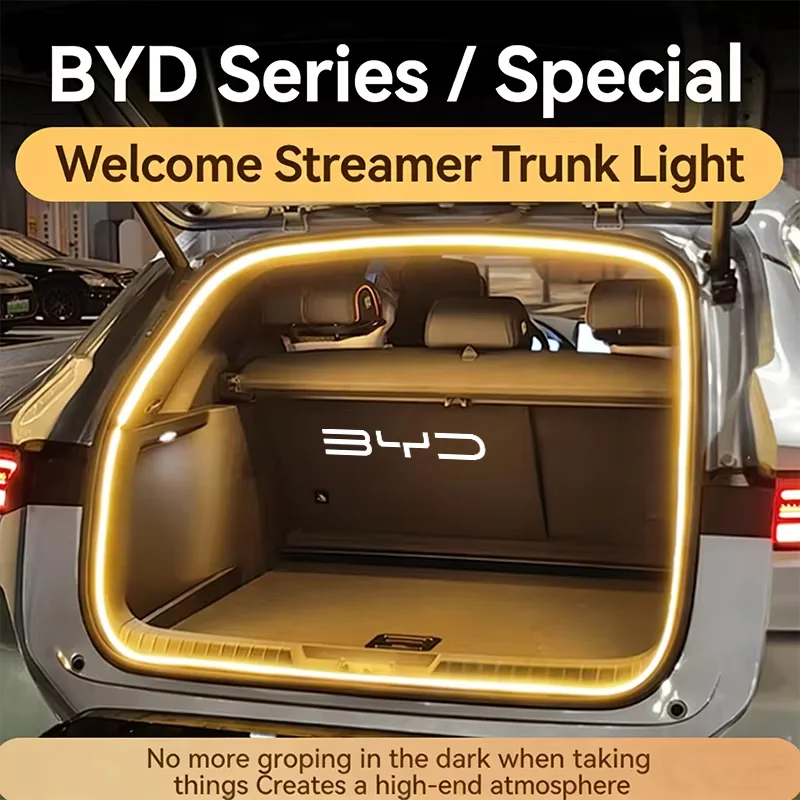 

Светодиодная лента для багажника BYD SUV Atto 3 Yuan Plus Song Plus Tang, белая/тепло-белая, модифицированная атмосферная подсветка для автомобиля