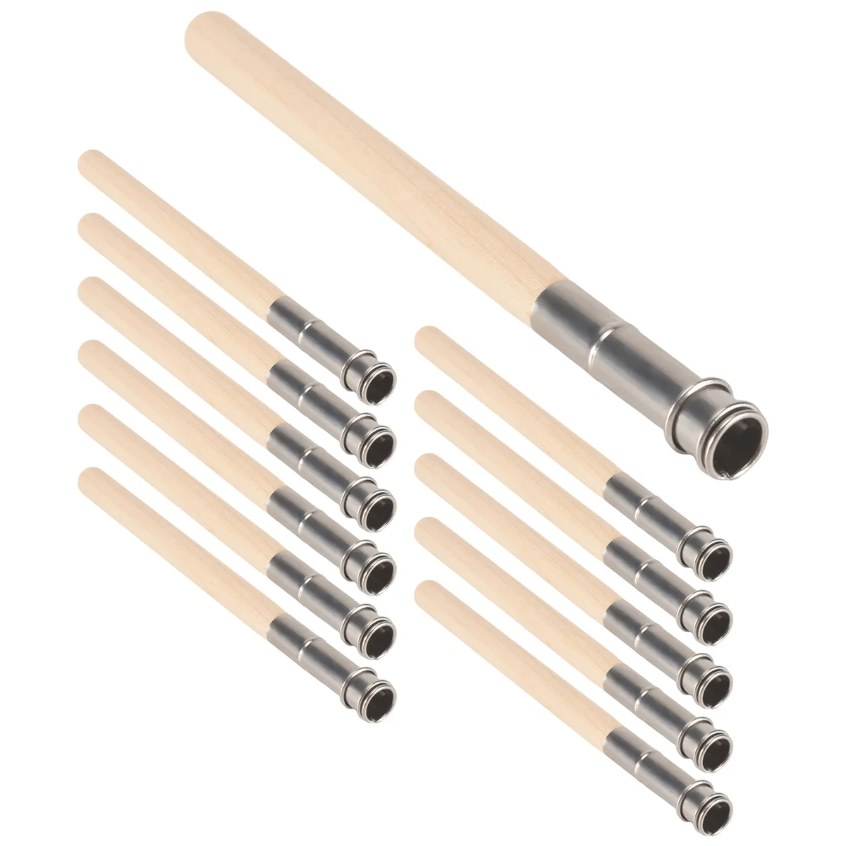Wooden Pencil Extenders 12 Pieces Wooden Pencil Extenders Art Pencil Lengthener Crayon Extension with Aluminum Handle for School