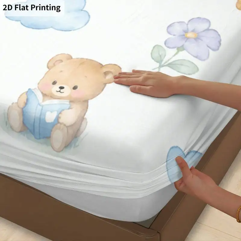 3Pcs Penguinbunny Fitted Sheet Three Piece Set (1*Fitted Sheet + 2*Pillowcases, Coreless), Bedding Set.