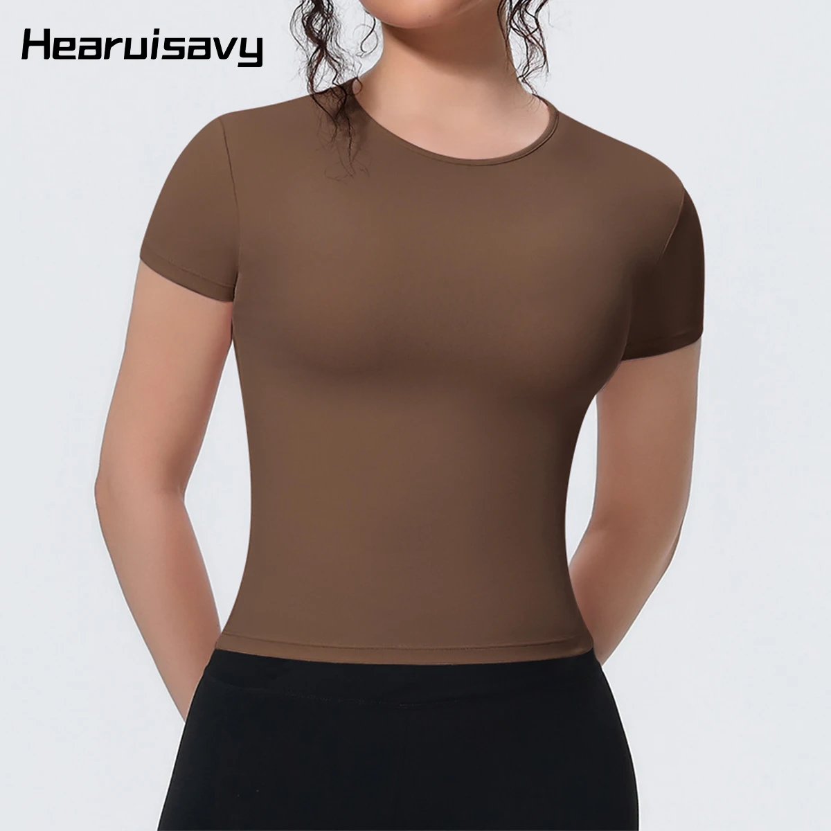 Hearuisavy Summer Sports T-Shirt Women's Workout Tops Fitness Sportswear Naked Feel Breathable Yoga Clothing Running Gym Tops
