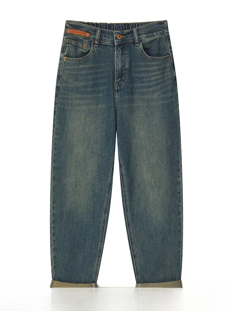 

Retro XIMU STUDIOS Denim Pants Women Loose Slimming Hip Concealing Harlan Straight Leg Jeans Cotton Stretch l Waist