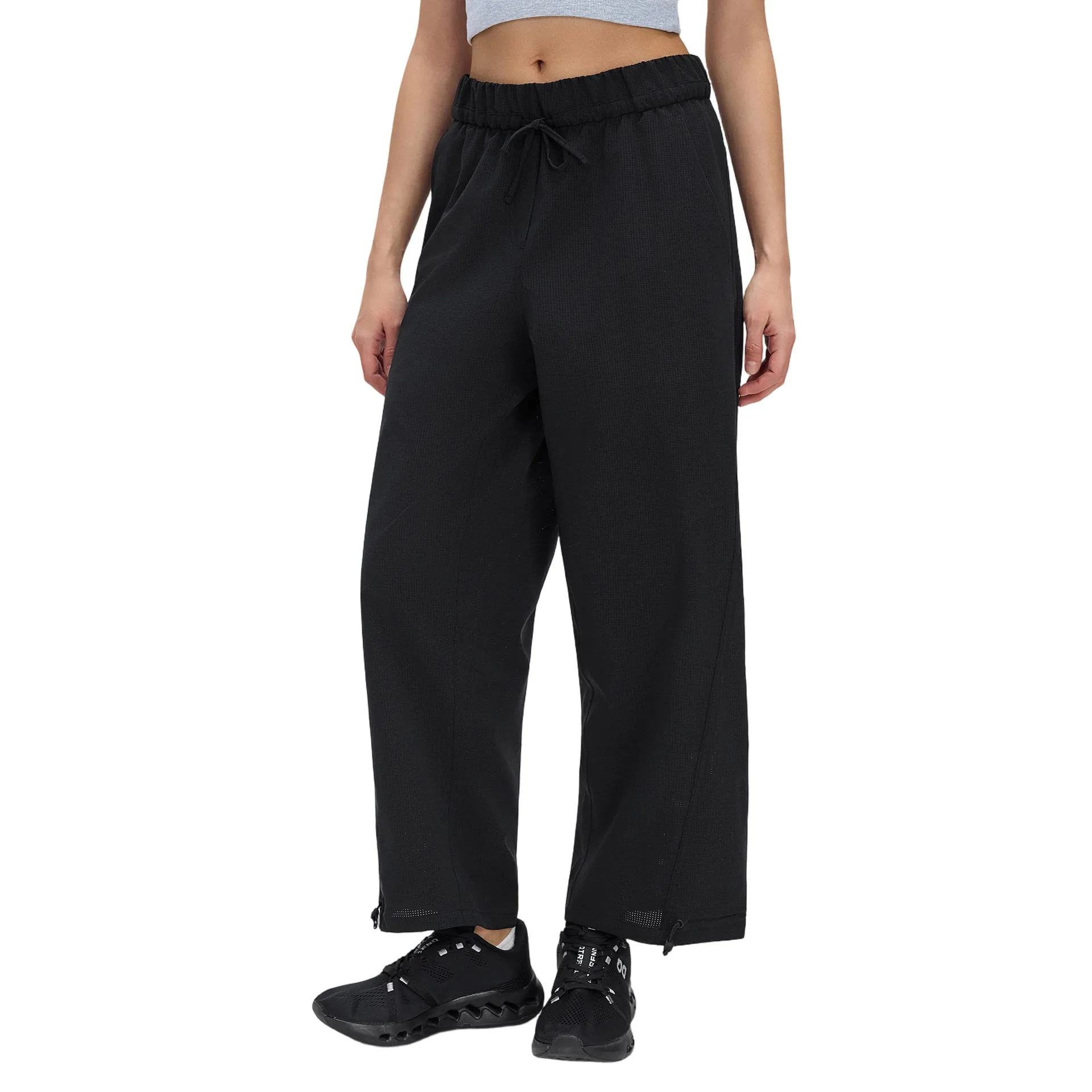 Lemon Women Barrel Leg Ankle Sweatpants Drawstring Wide Leg Pants  Baggy Casual High Wasit Cotton Sweat Pants With Pockets