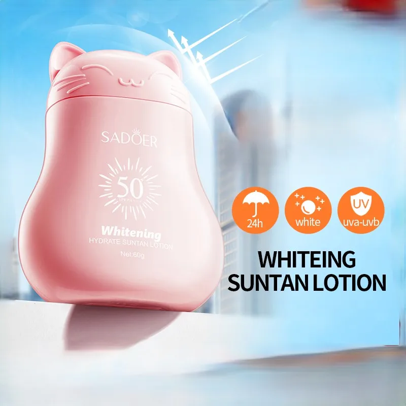 

SPF50+PA+++ Солнцезащитный лосьон Отбеливание Успокаивает Увлажняющий Водонепроницаемый Солнцезащитный крем Устойчивый к поту Долговечный солнцезащитный крем для ухода за кожей