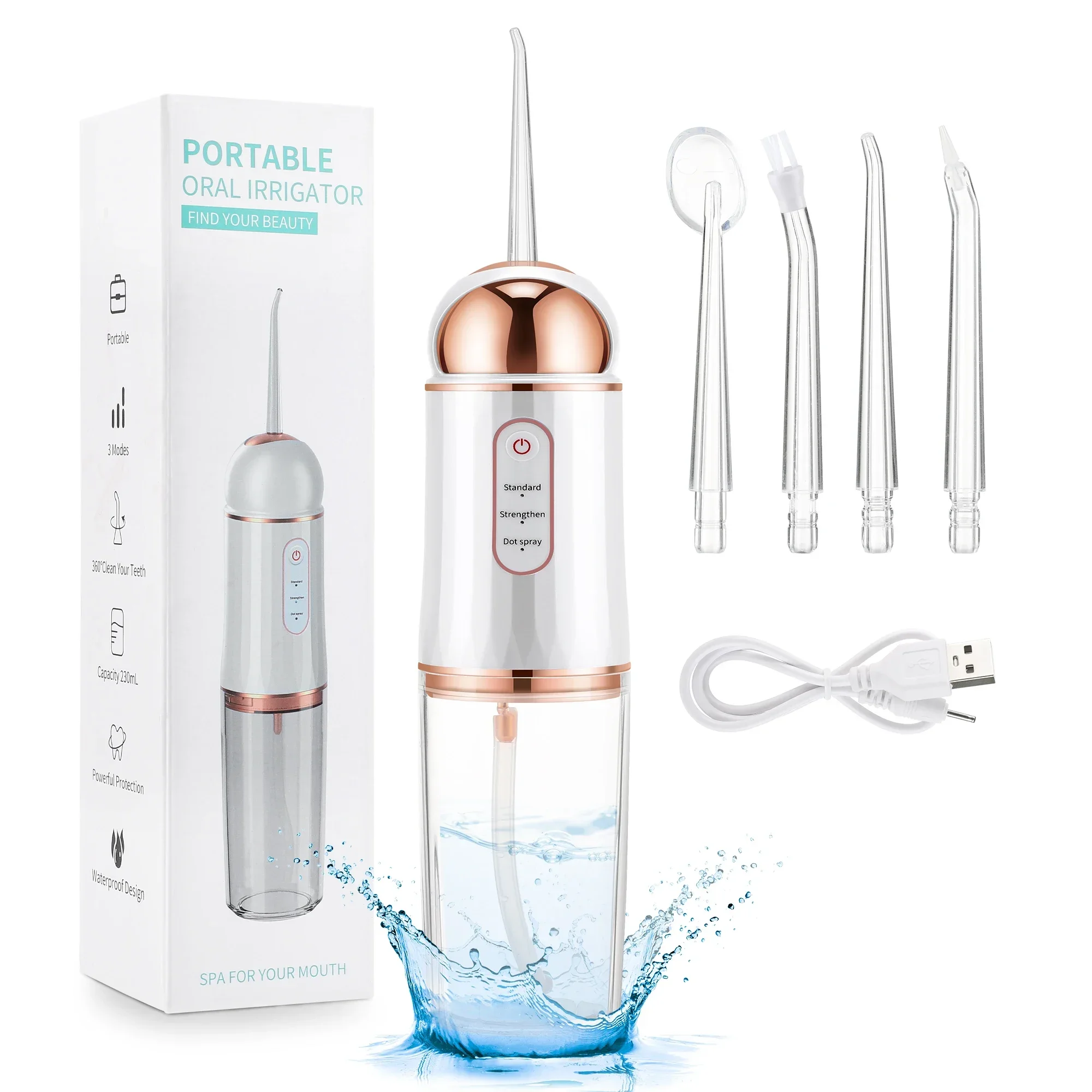 

waterproof IPX7 wireless electric tooth flusher dental cleaner portable water flosser oral irrigator