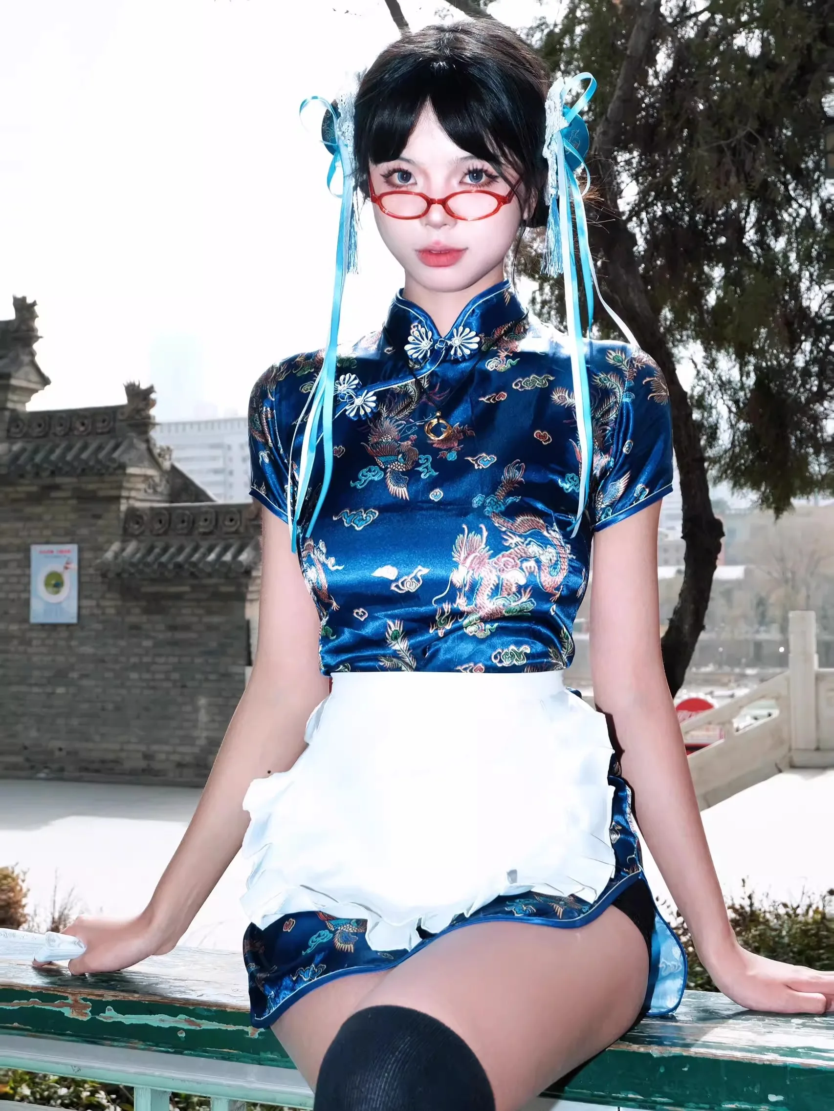 تنورة صينية جديدة من Sle Dr loween Cisas Cosplay orm تنورة خادمة ناعمة للفتيات ملابس يومية