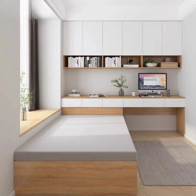 Small apartment multi-functional study bedroom children's room with desk combination tatami bed