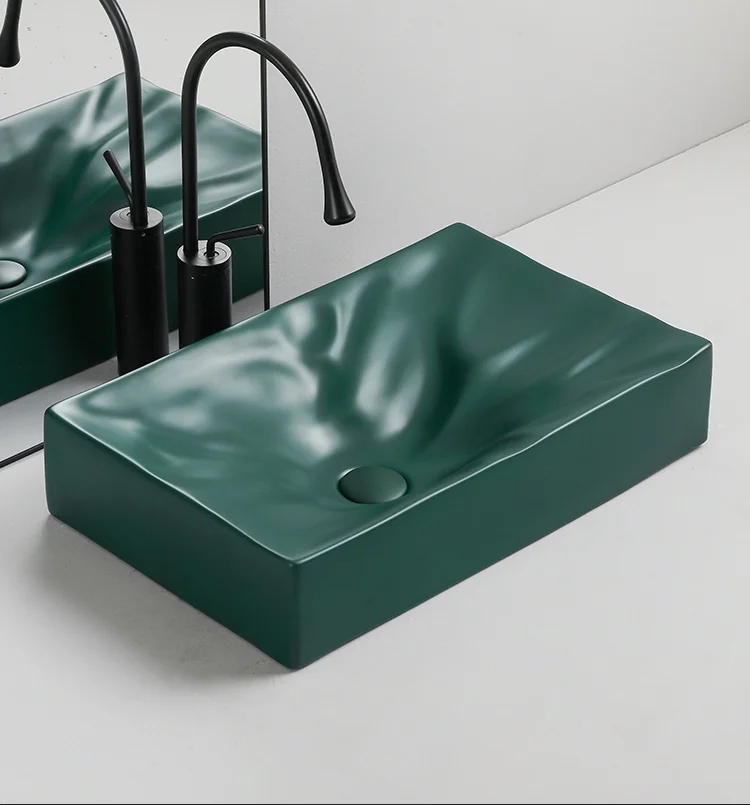 Nordic Gun Gray Black and Green Matte Ceramic Washbasin Balcony Basin Platform Basin Rectangular Washbasin Household Basin