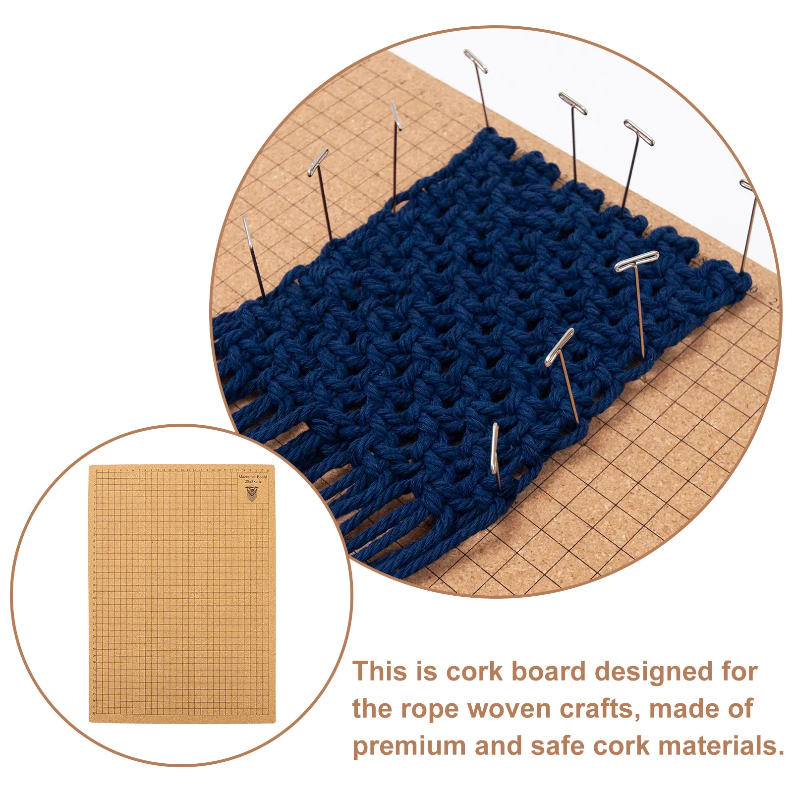 

1Set Macrame Cork Board Knotting Craft Board Durable T Pins Macrame Supplies Bracelet Project Measuring for Knotting