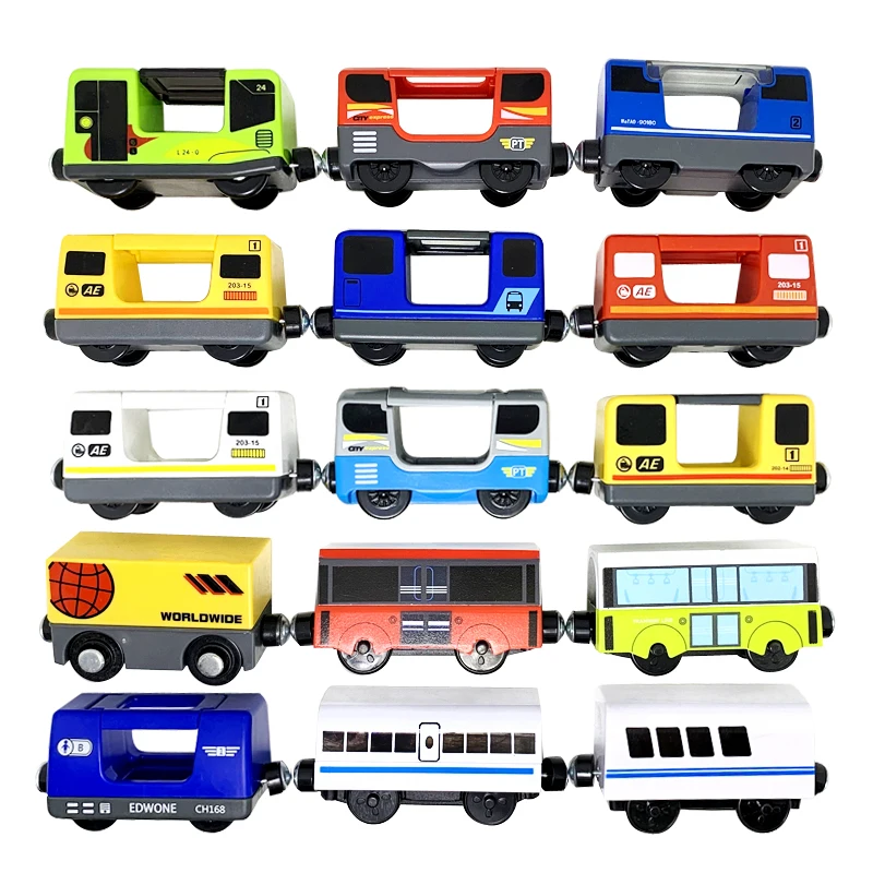 Harmonijny elektryczny pociąg silnikowy Połączenie magnetyczne Wózek w różnych stylach kompatybilny z markową drewnianą torą kolejową W02