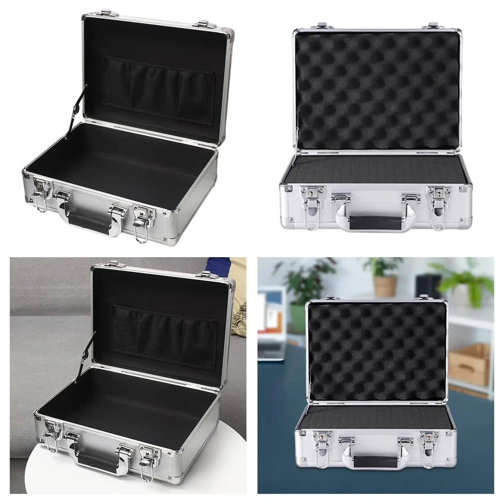 

Aluminum Alloy Toolboxes Carrying Case Lockable Hard Shell Shockproof Home