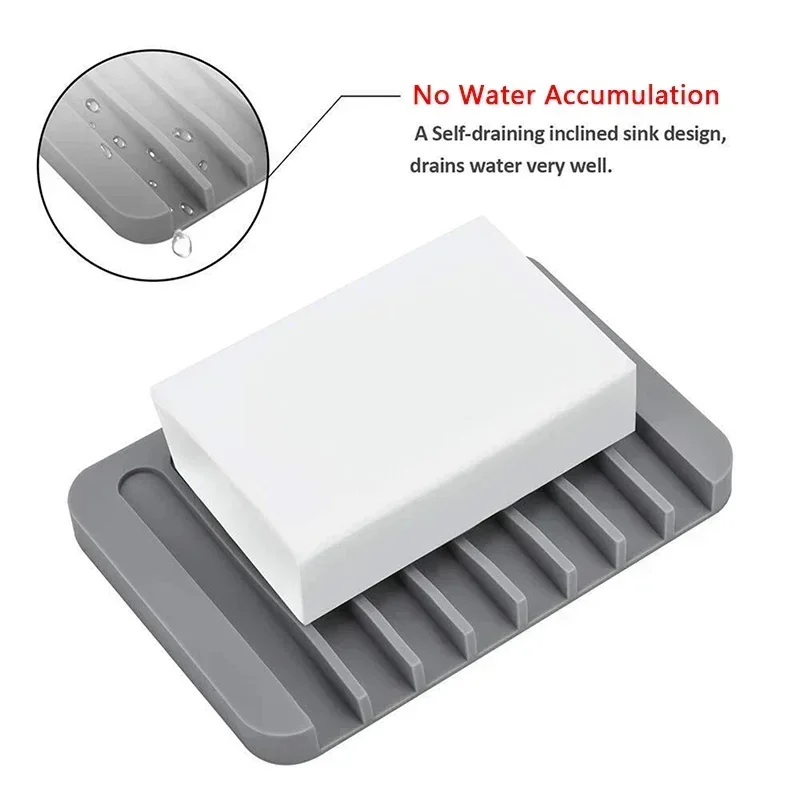 1 Pcs Self-Draining Soap Dish,Silicone Soap Holder,Multifunctional No-Punch Non-Slip Storage Rack Drain Mat for Bathroom Kitchen