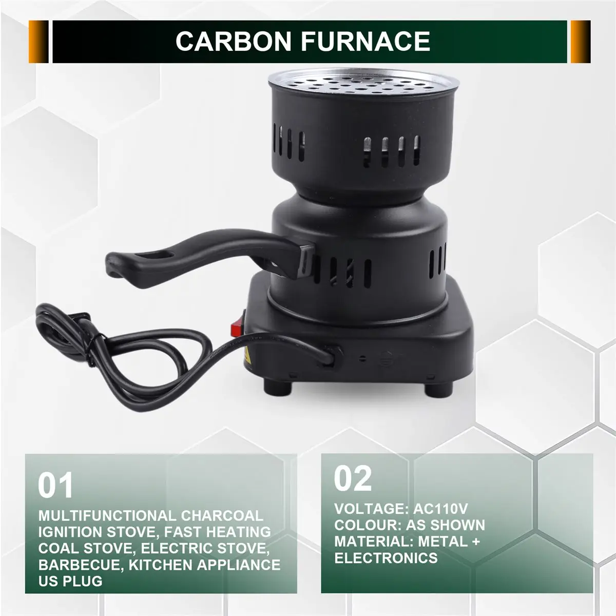 M10K Multifunctional Charcoal Ignition Stove, Fast Heating Coal Stove, Electric Stove, Barbecue, Kitchen Appliance US Plug
