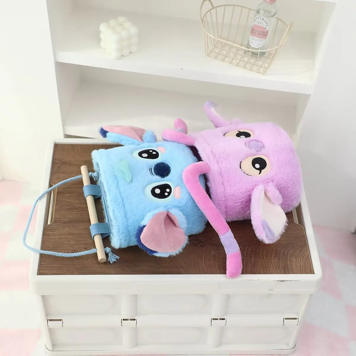 Bolsa colgante de felpa de punto de dibujos animados, bolsa de almacenamiento decorativa, bolsa de almacenamiento multifuncional, bolsa de almacenamiento montada en la pared detrás de la puerta
