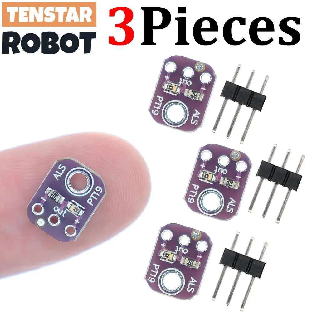 TENSTAR Purpl 3pcs ALS-PT19 Analog Light Sensor Module High Dynamic Range Light Sensor Board 2.5V-5.5V Light UV Sensor