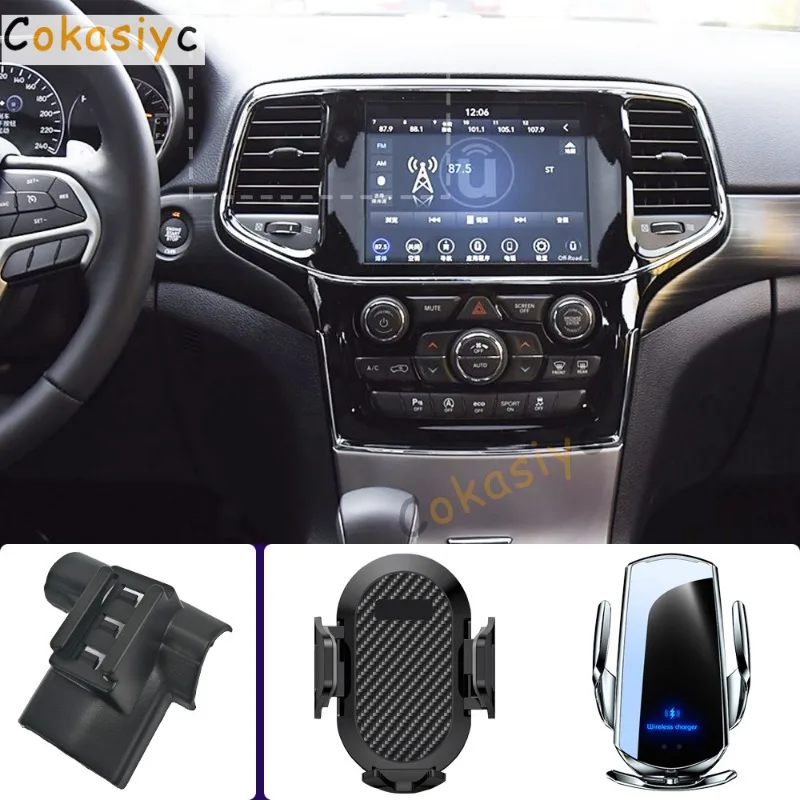Suporte de telefone para carro, para jeep grand cherokee 2014 2015-2020, suporte para celular, carregamento sem fio, base fixa especial, acessórios