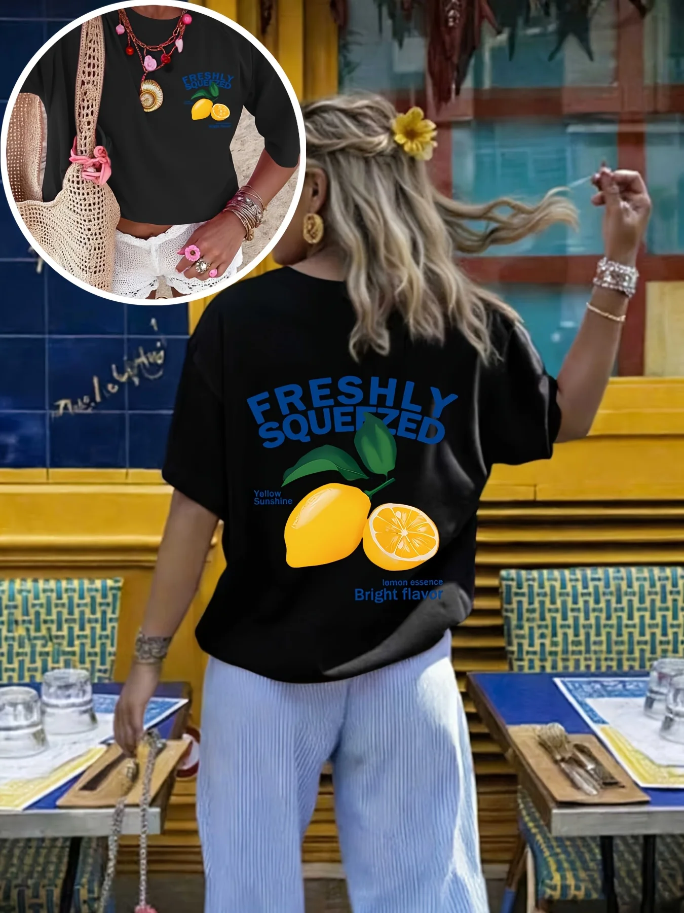 Freshly Squeezed Lemon Graphic Cotton T-shirt For Women Summer Short Sleeve Daily Casual O-neck Tees Oversized Couples Tops