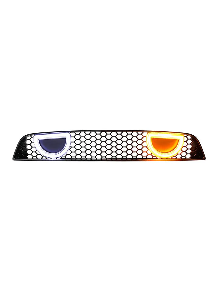 Front Upper Grille With DRL Turn Signal Light & Emblem Holder For 2013-2014 Ford Mustang Mach 1 Replacement Front Bumper Grill