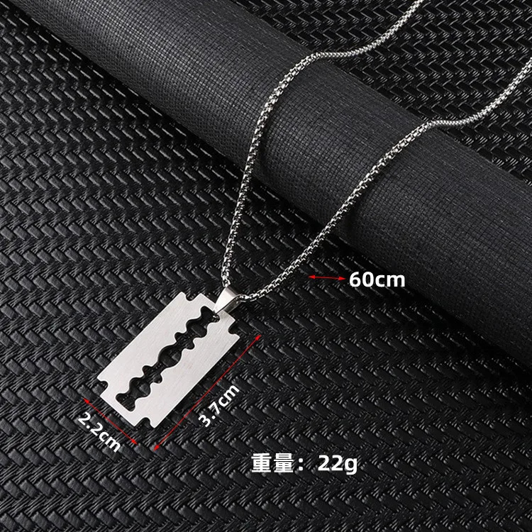 Stylish Aesthetic Edge Razor Blades Pendant Men Necklace Stainless Steel Women Collar Jewelry Gifts Edgy Street Style Wholesale
