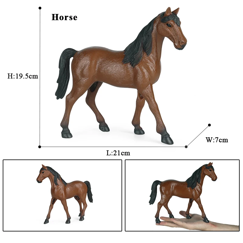 Oenux Big Size Forest Wild Steed Farm Animal Horse Model Action Figures Hollow Plastic Home Decoration Figurines Toy Kid Gift