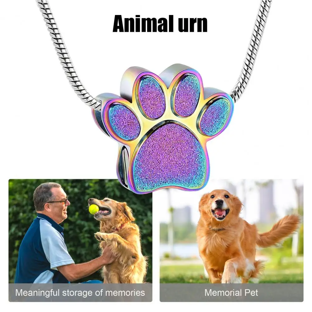 Pet Urn Necklace for Ash Paw Print Cremation Keepsake Mini Urn Pendant Memorial Ash Jewelry for Cat Dog Ash Hair Nails