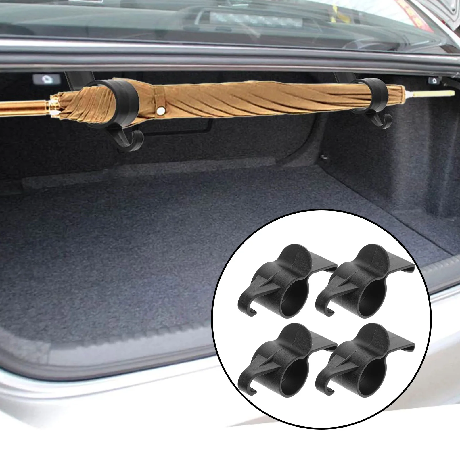 

4pcs Car Trunk Hooks Umbrella Holder Towel Hanger Car Organizer Trunk Storage Bracket Auto Interior Mounting Waterproof