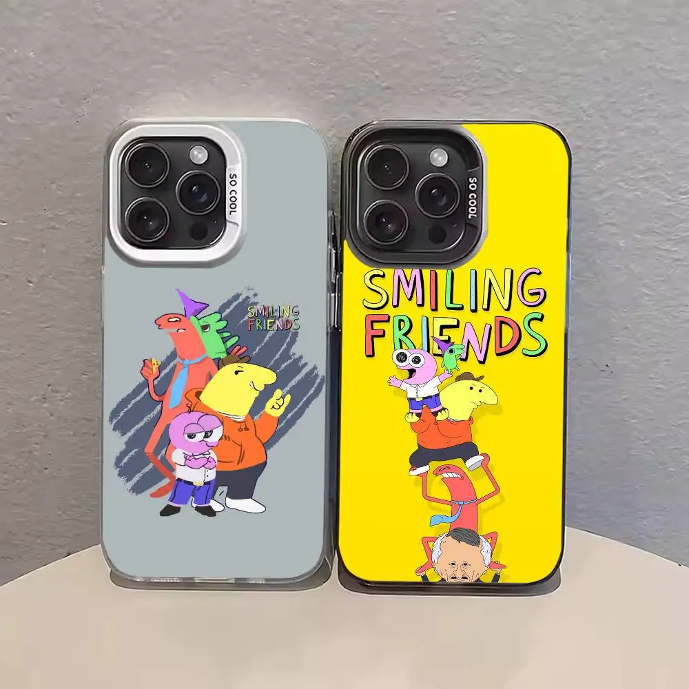 

Cartoon S-Smiling friends Phone Case Color Silver Shell For IPhone 17 16 15 14 13 12 11 Pro Max Plus