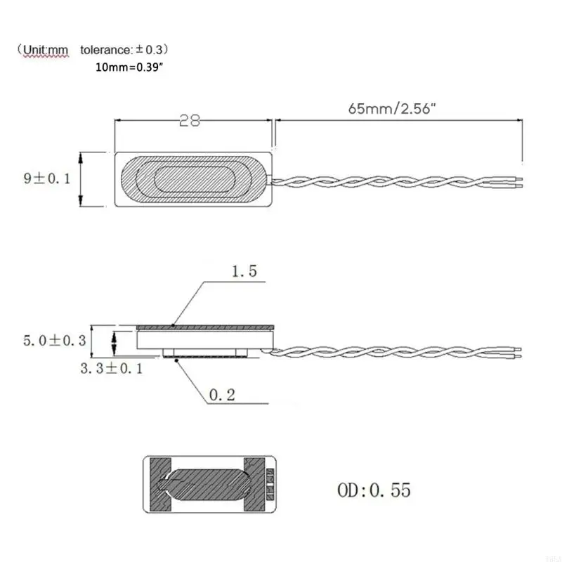 T5EA 2 ชิ้น/ชุดโน๊ตบุ๊คฮอร์น 2809 ลำโพงสี่เหลี่ยมผืนผ้า8Ω 1W สีดำ