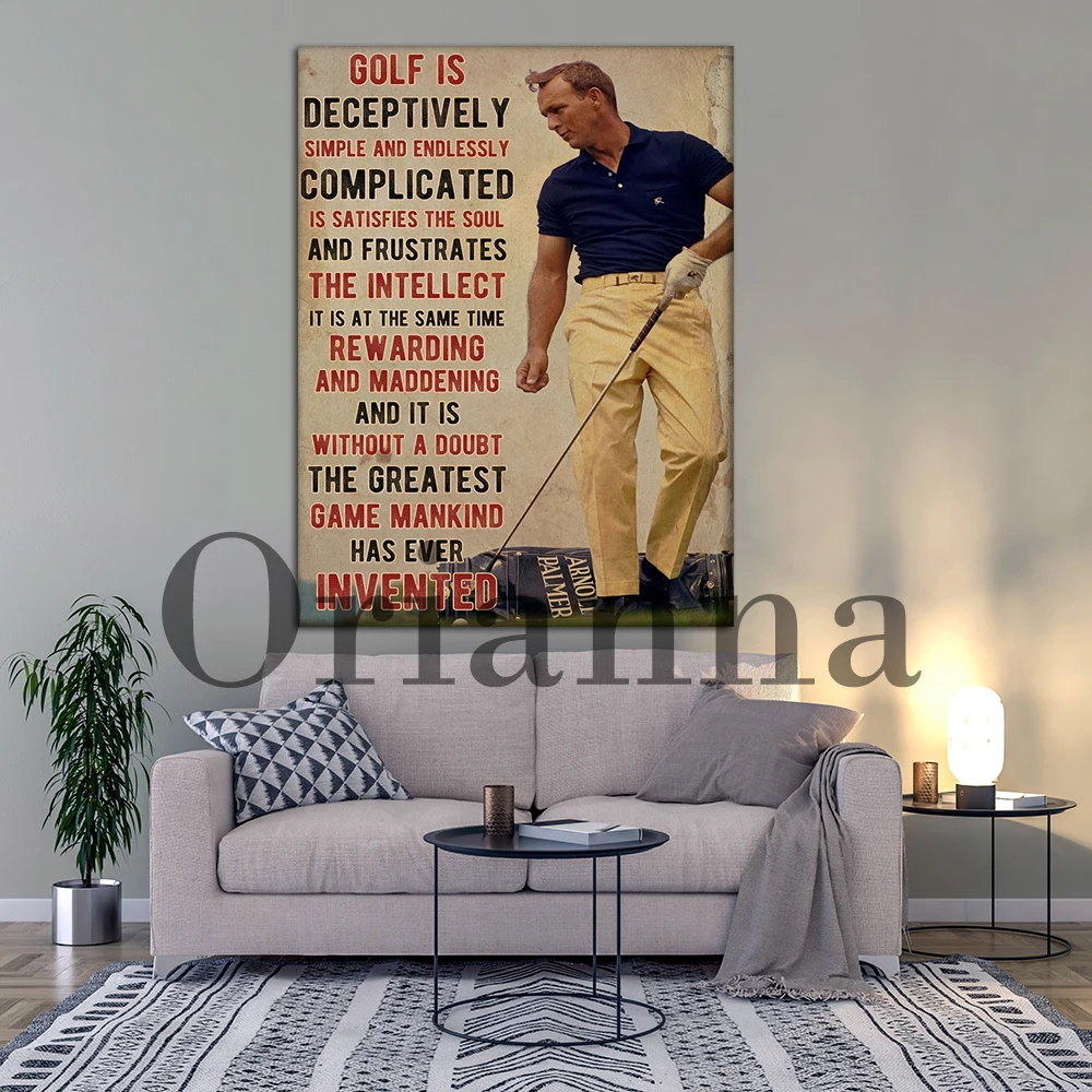 Golfer Golfing Man Poster Golf Is Deceptively Simple And Endlessly Complicated Is Satisfies The Soul Poster Living Decor Print