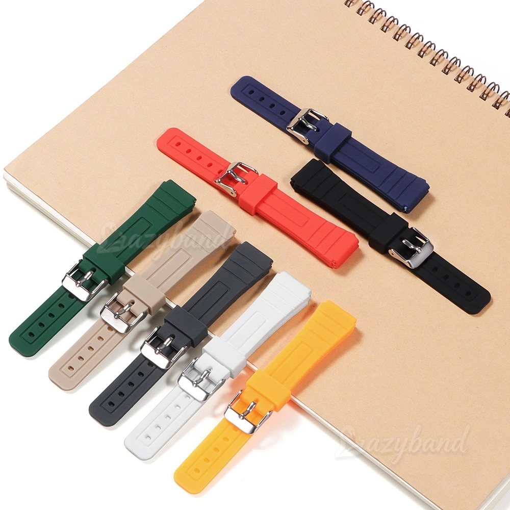 18mm for Casio F91W F84 AE1200 1300 A158 Watch Band Silicone Replace Electronic Wrist Black Blue Sport Strap Men Women Bracelet