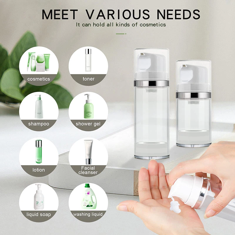 Wholesale 50ml 100ml 150ml Plastic Travel Bottles Cream Refillable Bottle White Airless Pump Emulsion Vacuum Lotion Bottle