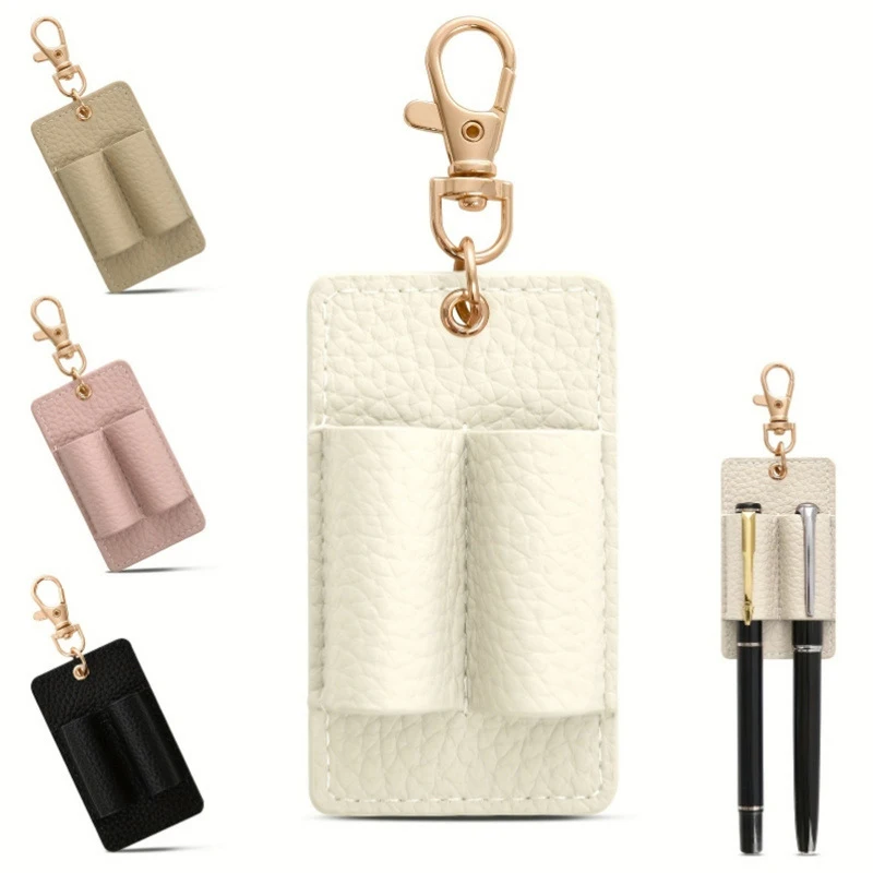 PU Lanyard Pen Holders Creative Portable Leather Pen Pouch With Keychain Pen Case Pocket Clip Home And Office Storage Supplies