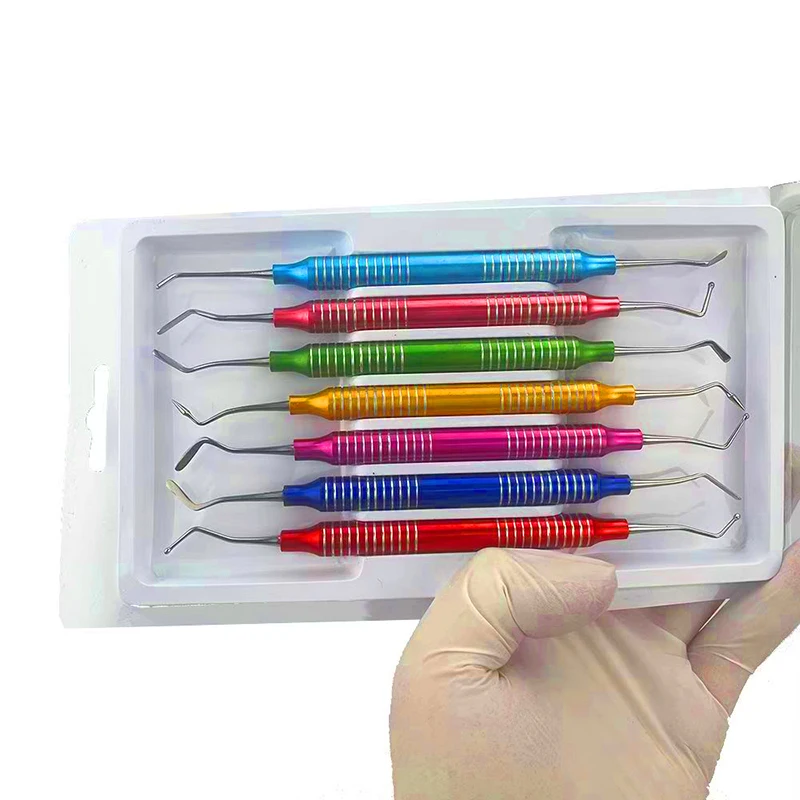 7PCS/Set Dentistry Colorful Composite Resin Filling Set Spatula Thick Handle Filler Restoration Dental Instrument